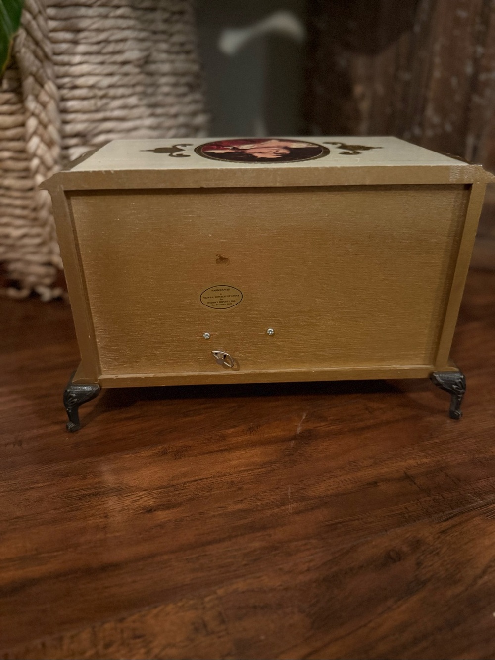 Vintage 1970s Florentine-Style Wooden Musical Jewelry Box With Original PriceTag - Picture 9 of 16